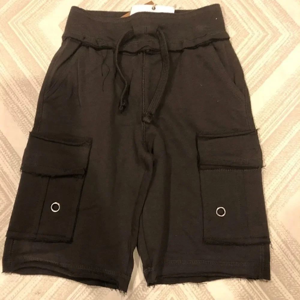 Mish Boys Brown Sweat Ripped Hem Cargo Shorts